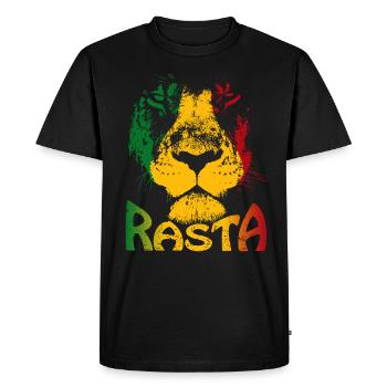 Rasta Lion Lionhead Reggae Rastafarian Jamaica - Men's Premium Organic T-Shirt - black - Front - Nico (187cm)