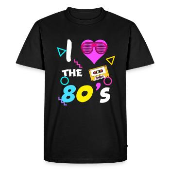 80s 90s 80s 90s - T-shirt Premium bio Homme - noir - Devant - Nico (187cm)