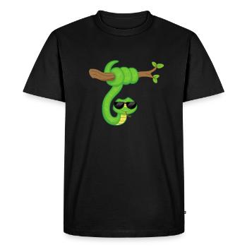 Serpent avec des lunettes de soleil Serpent Animal Wildlife - T-shirt Premium bio Homme - noir - Devant - Nico (187cm)