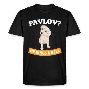 Pavlov - Il sonne une cloche - Drôle de psychologie - T-shirt Premium bio Homme - noir - Devant - Nico (187cm)