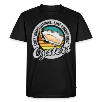 Pensez aux huîtres, fruits de mer, animaux marins - T-shirt Premium bio Homme - noir - Devant - Nico (187cm)