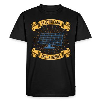 Skills and Brains Electrician Electro Engineer - Men's Premium Organic T-Shirt - black - Front - Nico (187cm)