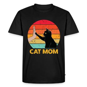 Cat Mom - Cat High Five - T-shirt Premium bio Homme - noir - Devant - Nico (187cm)