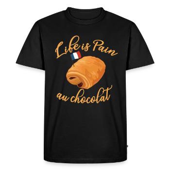 Life is Pain Au Chocolat - Drôle de cuisine française - T-shirt Premium bio Homme - noir - Devant - Nico (187cm)