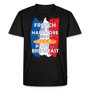 Les Français sont tellement hardcore qu’ils mangent de la douleur au petit-déjeuner - T-shirt Premium bio Homme - noir - Devant - Nico (187cm)