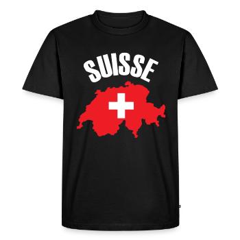 Suisse - Suisse Carte Drapeau Suisse - T-shirt Premium bio Homme - noir - Devant - Nico (187cm)