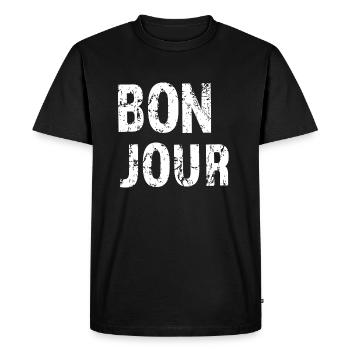 Bon Jour Bonjour Bon après-midi - T-shirt Premium bio Homme - noir - Devant - Nico (187cm)