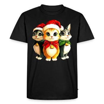 Chaton de Noël - T-shirt Premium bio Homme - noir - Devant - Nico (187cm)