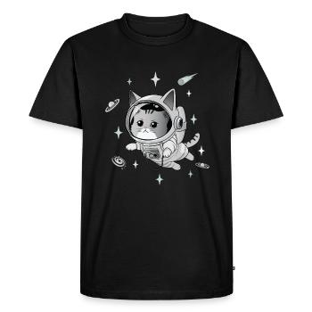 Chat astronaute - T-shirt Premium bio Homme - noir - Devant - Nico (187cm)