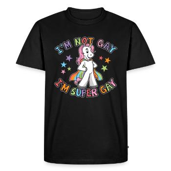 I’m Not Gay I’m Super Gay LGBTQ Licorne Gay Pride - T-shirt Premium bio Homme - noir - Devant - Nico (187cm)