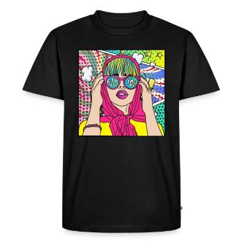 BANDE DESSINÉE POP ART FUCK YOU GIRL - T-shirt Premium bio Homme - noir - Devant - Nico (187cm)