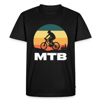 Mountain Bike MTB Bicycle Cyclist Sunset - Men's Premium Organic T-Shirt - black - Front - Nico (187cm)