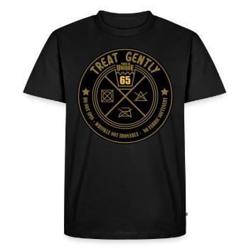 Gentle treatment Unique piece is 65 | Colors can be changed - Men's Premium Organic T-Shirt - black - Front - Nico (187cm)
