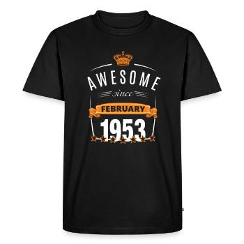 Février 1953 né - T-shirt Premium bio Homme - noir - Devant - Nico (187cm)