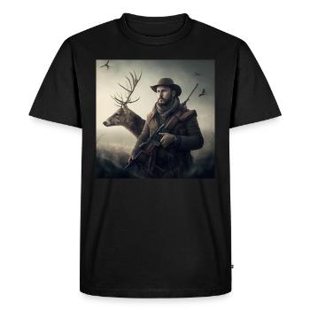 Cadeau de chasseur et de cerf - T-shirt Premium bio Homme - noir - Devant - Nico (187cm)