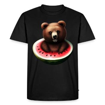 Bear in a watermelon - Men's Premium Organic T-Shirt - black - Front - Nico (187cm)