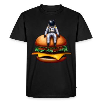 Astronaute spatial Cheeseburger - T-shirt Premium bio Homme - noir - Devant - Nico (187cm)