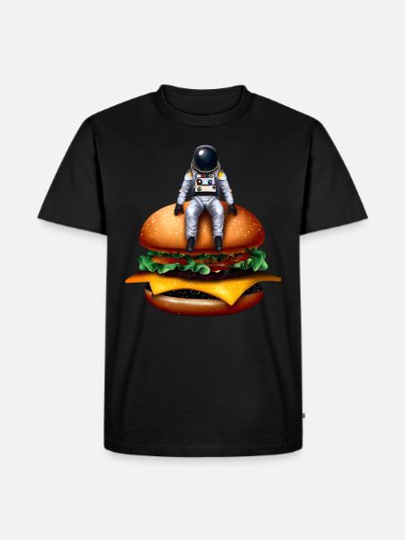 Space Astronaut Cheeseburger - Men's Premium Organic T-Shirt - black