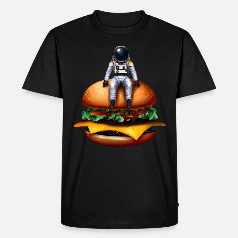 Astronaute spatial Cheeseburger - T-shirt Premium bio Homme - noir
