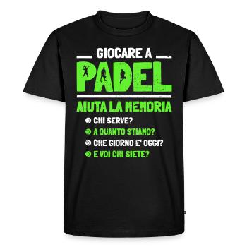 Jouer au padel aide à s’amuser dans la mémoire du padel - T-shirt Premium bio Homme - noir - Devant - Nico (187cm)