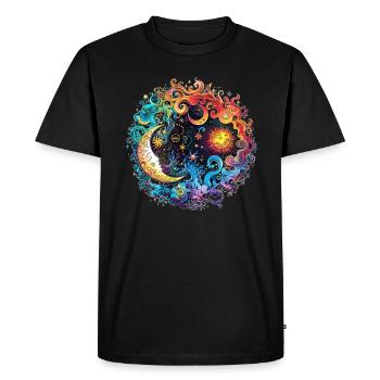 Cool Universe Motif - Men's Premium Organic T-Shirt - black - Front - Nico (187cm)