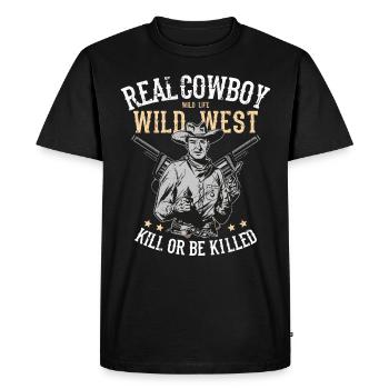 cow-boy - T-shirt Premium bio Homme - noir - Devant - Nico (187cm)