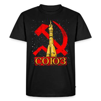 Fusée Soyouz Union soviétique - T-shirt Premium bio Homme - noir - Devant - Nico (187cm)