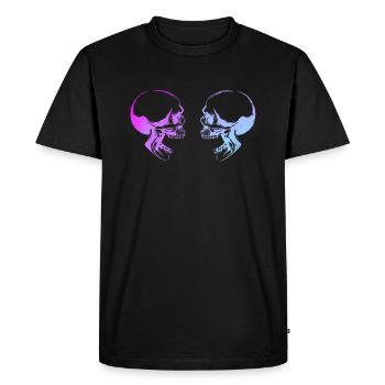 Double tête de mort art - T-shirt Premium bio Homme - noir - Devant - Nico (187cm)