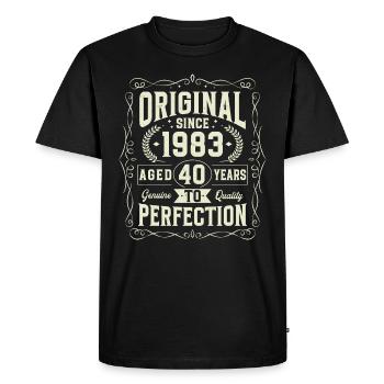 Original depuis 1983 40 ans - T-shirt Premium bio Homme - noir - Devant - Nico (187cm)