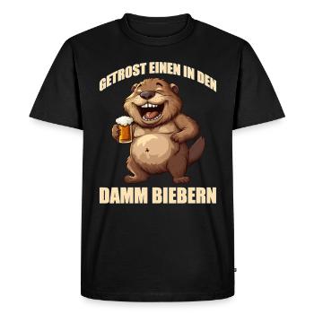 JGA Getrost einen in den Damm biebern - Männer Premium Bio T-Shirt - Schwarz - Vorne - Nico (187cm)