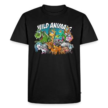 Wild Animals, Dragon, Dino, Horse, Unicorn, Pug - Men's Premium Organic T-Shirt - black - Front - Nico (187cm)