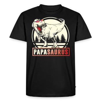 PAPASAURUS - Men's Premium Organic T-Shirt - black - Front - Nico (187cm)