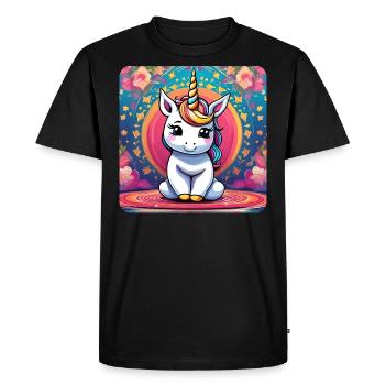 Cute little unicorn with colorful background - Men's Premium Organic T-Shirt - black - Front - Nico (187cm)