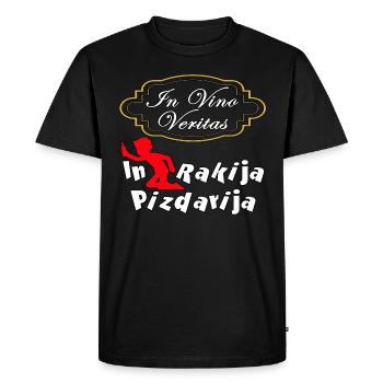 In Vino Veritas in Rakija Pizdarija - T-shirt Premium bio Homme - noir - Devant - Nico (187cm)