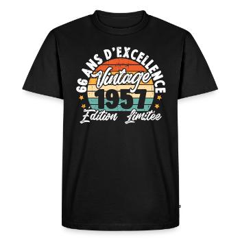 Vintage Cadeau D'anniversaire 66 Ans Vintage 1957 - T-shirt Premium bio Homme - noir - Devant - Nico (187cm)