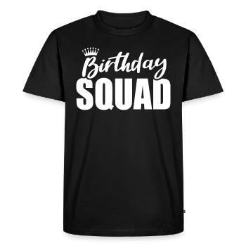 Birthday Squad or Crew - Men's Premium Organic T-Shirt - black - Front - Nico (187cm)