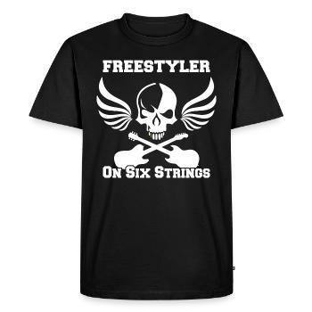 Freestyler Guitar Electric Guitar Skull 6 Strings - Men's Premium Organic T-Shirt - black - Front - Nico (187cm)