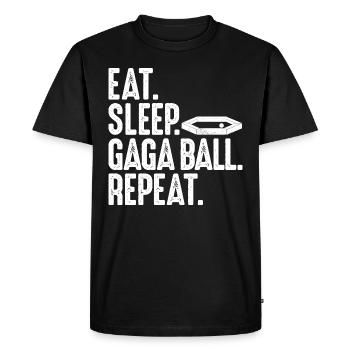 Manger. Dormir. Bal de Gaga. Répéter. Ballon chasseur Gagaball - T-shirt Premium bio Homme - noir - Devant - Nico (187cm)