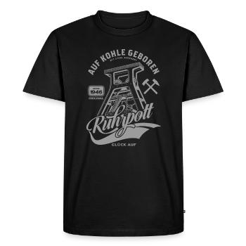 Ruhrpott - Auf Kohle Geboren - Männer Premium Bio T-Shirt - Schwarz - Vorne - Nico (187cm)