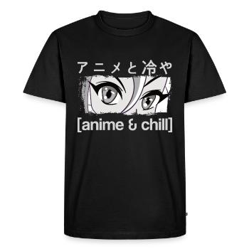 Anime & Chill Kanji - T-shirt Premium bio Homme - noir - Devant - Nico (187cm)