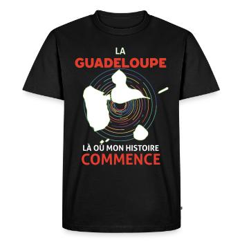 Ile de la Guadeloupe là où commence mon Histoire - T-shirt Premium bio Homme - noir - Devant - Nico (187cm)