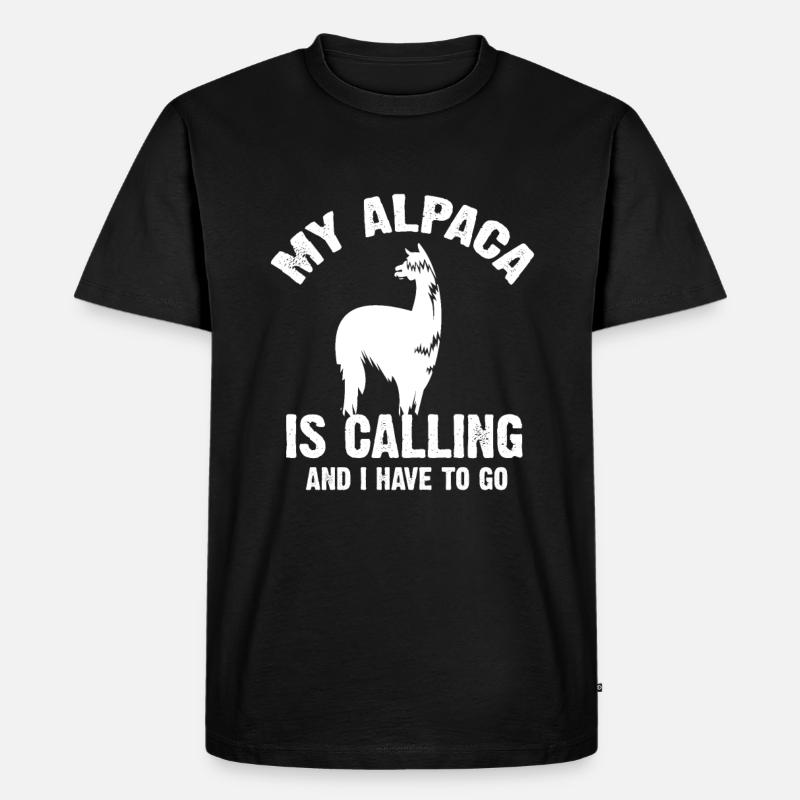 Alpaka Calling Tshirt - Männer Premium Bio T-Shirt - Schwarz