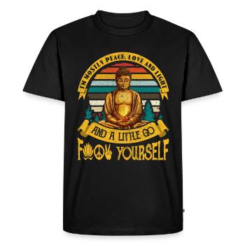 I'm Mostly Peace Love And Light And A Little Go - Men's Premium Organic T-Shirt - black - Front - Nico (187cm)
