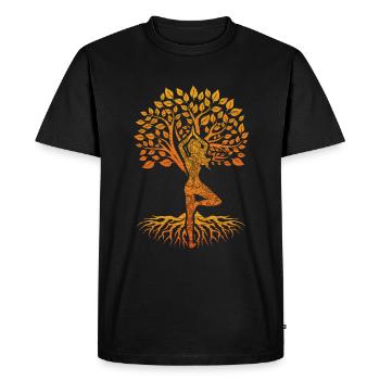 Yoga arbre de la vie femme méditation Chakra conception - T-shirt Premium bio Homme - noir - Devant - Nico (187cm)