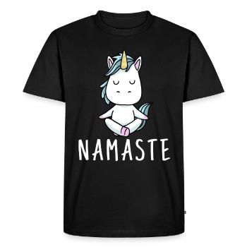 Cadeau de méditation yoga licorne Yogi Namaste - T-shirt Premium bio Homme - noir - Devant - Nico (187cm)