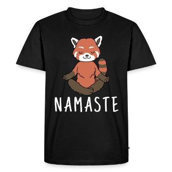 Yogi Namaste cadeau méditation yoga panda rouge - T-shirt Premium bio Homme - noir - Devant - Nico (187cm)