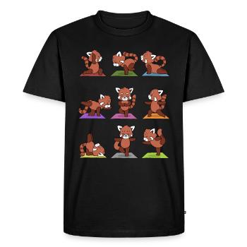 Yogi Namaste cadeau méditation yoga panda rouge - T-shirt Premium bio Homme - noir - Devant - Nico (187cm)