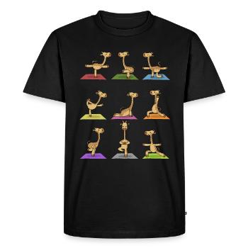 Yoga Giraffe Meditation Yogi Namaste Geschenk - Männer Premium Bio T-Shirt - Schwarz - Vorne - Nico (187cm)