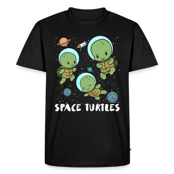 Cadeau de voyage spatial astronautes tortues de l'espace - T-shirt Premium bio Homme - noir - Devant - Nico (187cm)