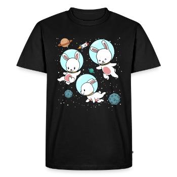 Cadeau espace espace astronaute lapin - T-shirt Premium bio Homme - noir - Devant - Nico (187cm)